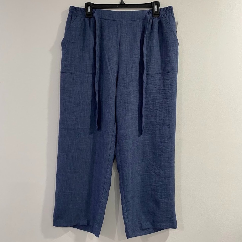 SOHO Pleated Wide Leg Palazzo Elastic Loose High Waist Pants crochet lace Size L